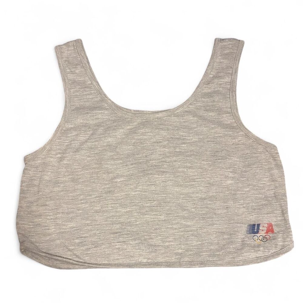 USA Olympics 1984 Levi's Vintage Gray Crop Top Logo Medium Sports Tank Athletic